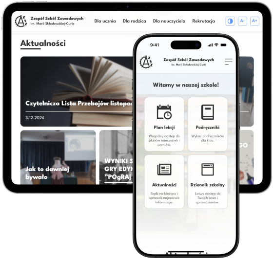 School website on mobile and tablet devices